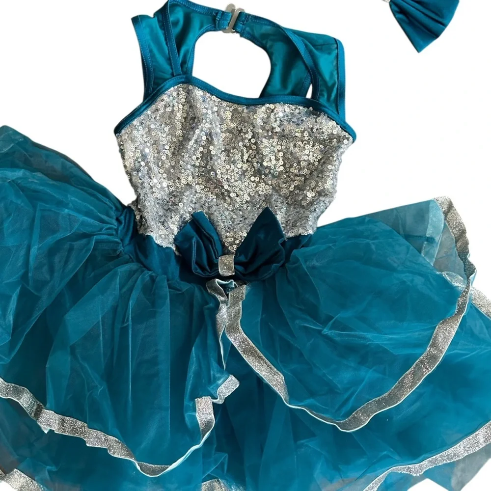 Weissman Teal and Silver Dance Costume